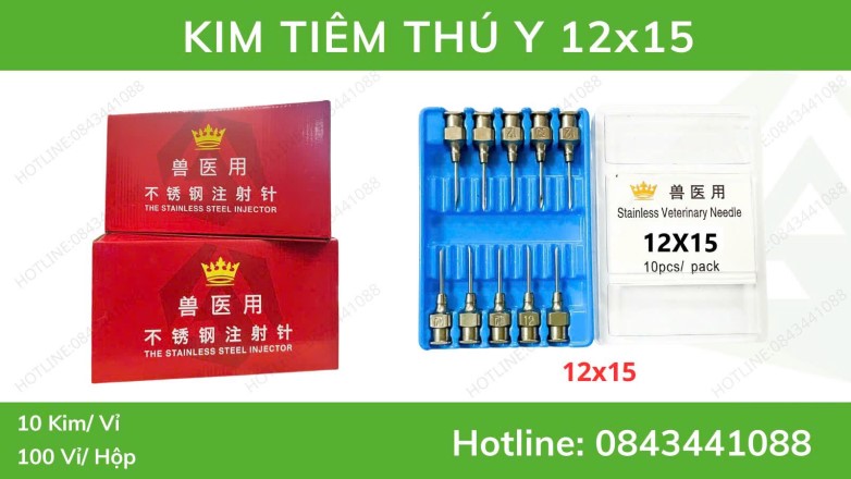 Kim tiêm thú y 12x15 - kim tiêm thú y inox