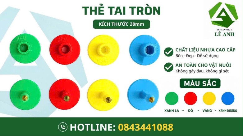 Thẻ tai hình chữ nhật cho heo