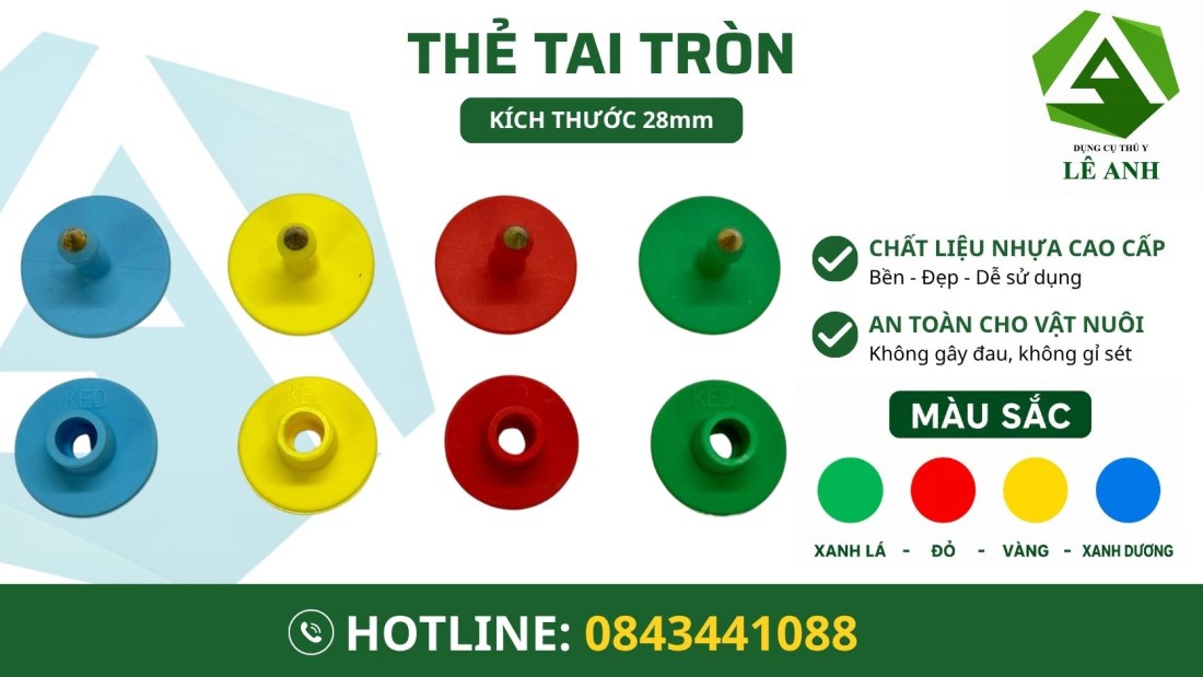Thẻ tai hình chữ nhật cho heo